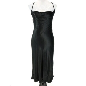 Banana Republic Dress Gown Womens 4 Black Halter Velour Formal Spaghetti Straps